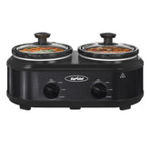 SUNVIVI Double Slow Cooker dual pots closeup for dual-dish prep