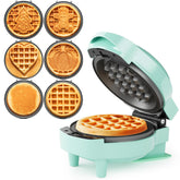 Sunvivi mini waffle maker with heart plate for quick, adorable breakfasts.