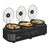 Sunvivi triple slow cooker servers with three independent pots for versatile meals