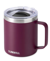 SUNWILL Travel Mug 14 oz plum front view for on-the-go coffee