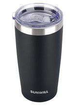 SUNWILL Travel Coffee Tumbler 20 oz front view with durable powder-coated finish for outdoor use.