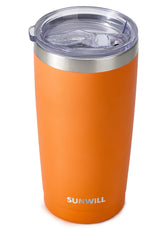 SUNWILL Travel Coffee Tumbler 20 oz orange side view keeps drinks hot on the go