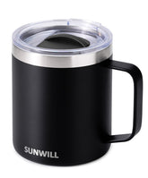 SUNWILL travel mug 14oz with handle keeps beverages hot on the go.