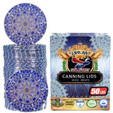 Supa Ant thickest wide-mouth lids with blue wall plate design for secure jars.