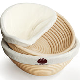 Superbaking Banneton two 9 inch round baskets for efficient double loaf proofing