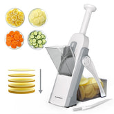 SupMaKin Safe Mandoline Slicer safety handle enables safe vegetable slicing.