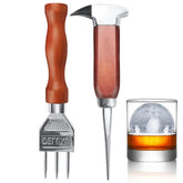 SuproBarware ice pick set with wood handle breaking a large ice block efficiently