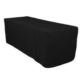 Surmente black 6ft rectangle tablecloth for weddings and banquets.
