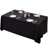 Surmente black tablecloth 90x132 rectangular drape; soft fabric and elegant look.