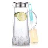 SUSTEAS 1.5L glass pitcher with lid showing clear borosilicate glass for hot or cold drinks