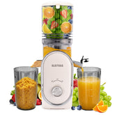 SUSTEAS cold press juicer front view shows compact design for easy countertop storage.