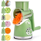 SUSTEAS rotary cheese grater with handle for quick shredding.