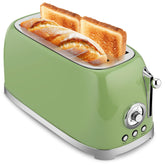 SUSTEAS 4-slice wide-slot toaster in green showing even browning.