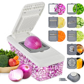 SUSTEAS vegetable chopper with six blades for fast meal prep.