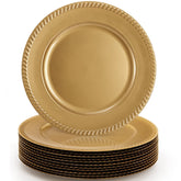 Suwimut gold charger plate with beaded edge, 13 inch, ideal for upscale wedding tables and spill protection.