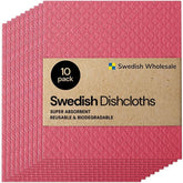 Swedish Wholesale red dishcloth stack, compact and absorbent for kitchen use.