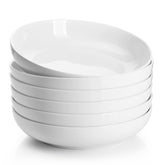 Sweese 22oz pasta bowls front view in clean white porcelain, versatile for pasta or salad.