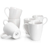 Sweese porcelain 16oz coffee mugs set of six with ergonomic handles for daily comfort.
