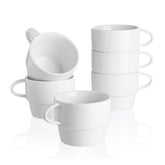 Sweese porcelain espresso cups stack neatly, saving kitchen space.