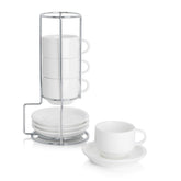 Sweese stackable espresso cups with saucers keep your coffee area tidy.