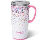 Swig Life 22oz travel mug with confetti handle and lid for easy on the go use