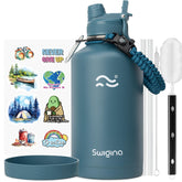 Swigina 2-in-1 lid on a 64 oz bottle for quick sipping during workouts.