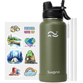 Swigina 32 oz bottle with 2-in-1 lid and straw for on-the-go sipping.