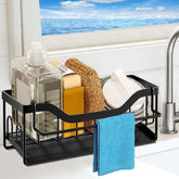 SWILLE sponge holder with auto drain tray keeps the counter dry.