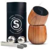 Swing & Swagger charred wooden whiskey glass set, front view, premium feel for refined tastings.