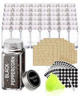 SWOMMOLY 48 glass spice jars with airtight lids for freshness.