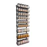 SWOMMOLY adjustable wall-mount spice rack assembly in black, space-saving design.