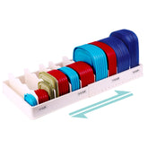 SWOMMOLY expandable lid organizer demonstrates adjustable length for flexible kitchen storage
