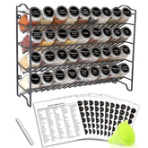SWOMMOLY spice rack with 36 glass jars keeps spices organized on the counter