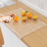 SWSKR acrylic cutting board with counter lip, top view for clean meal prep