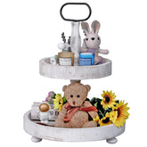 SWT8CAI 2-tier tray stand in rustic white for elegant serving and display