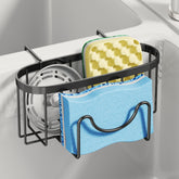 SWTYMIKI sponge caddy over a double sink for easy reach and organization.
