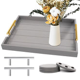 SXNOWS coffee table tray gray top view for serving snacks.
