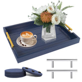 SXNOWS coffee table tray with blue handles for stylish snack service.