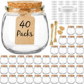 Syntic 40-pack glass jars with cork lids for stylish wedding favors.