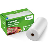Syntus 6in vacuum seal roll with keeper for neat, precise sealing.