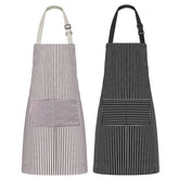 Syntus aprons two-pack on display for convenient kitchen value.