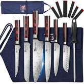 SYOKAMI 14-piece knife set in blue roll bag for safe transport