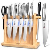 SYOKAMI Japanese knives set secured in a magnetic block for quick access and organized counter.