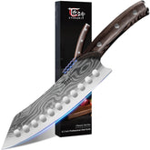 SYOKAMI Kiritsuke Damascus blade with pattern for precise slicing and fine dicing tasks