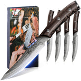SYOKAMI steak knives blade close-up for clean, precise slicing.