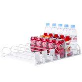 SZNLZQ drink organizer in fridge with automatic pusher glide for easy bottle access.