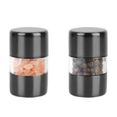 T-mark Premium salt and pepper grinders in compact brushed stainless design for easy storage