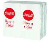 Tablecraft CC380 Coca-Cola logo napkins branded for beverage service