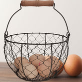 TAIANLE farmhouse wire egg basket with handle for easy transport of fresh eggs