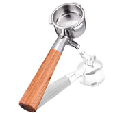 TaiBest 54mm portafilter with dual spout and rosewood grip for even extraction.